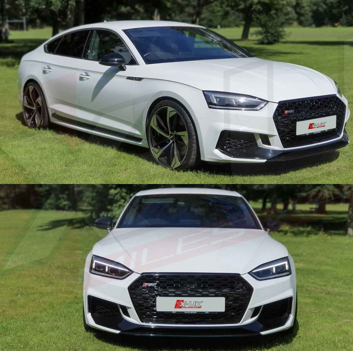 Actuator buik Huichelaar Audi A5 S5 2016-2019 B9 to RS5 style honeycomb mesh grill gloss black