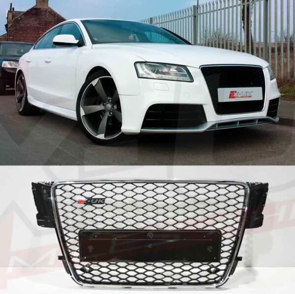 Audi a5 S5 2007-2012 to rs5 style black and chrome honeycomb mesh grill cover