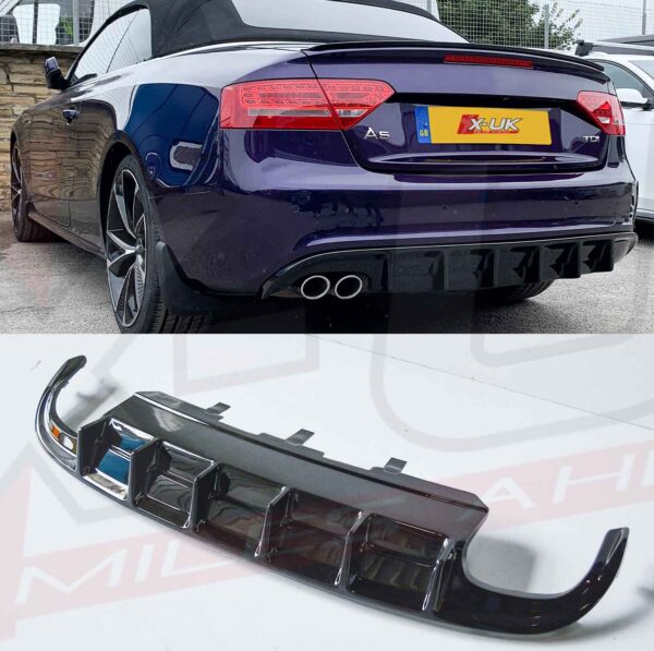 audi a5 sline s5 2007-2012 black frp rear diffuser 2.0