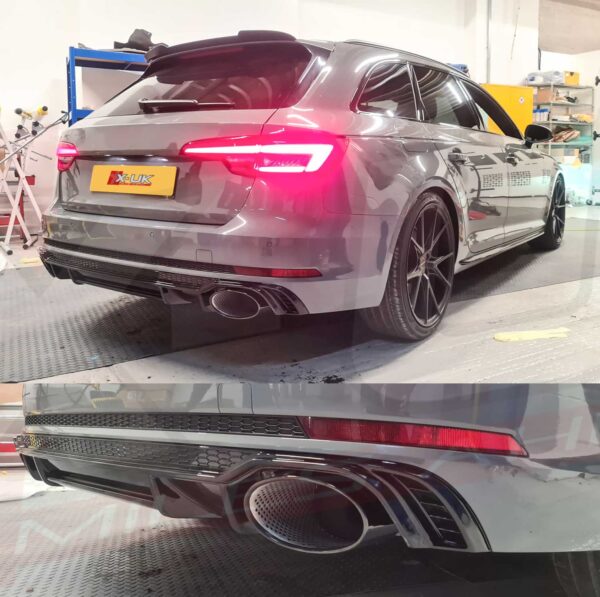 Audi A4 S4 B9 2015-2019 to RS4 style black edition rear diffuser valance