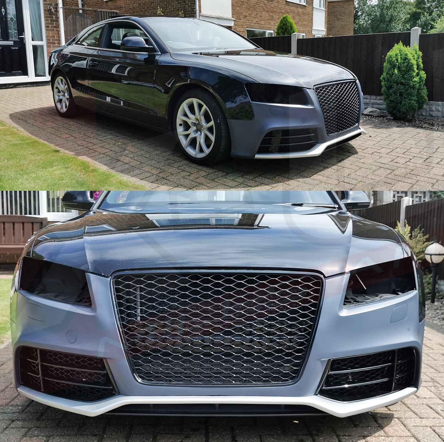 S5 B8 8T RS5 Style Honeycomb Mesh Hex Grille Gloss Black with Chrome Trim ZMAUTOPARTS 2008-2012 Audi A5 