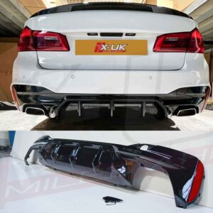 BMW 5 Series 2017-2019 G30 M5 style gloss black rear diffuser valance