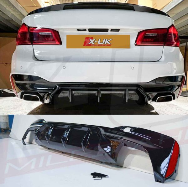 BMW 5 Series 2017-2019 G30 M5 style gloss black rear diffuser valance