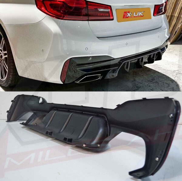 BMW 5 Series 2017-2019 G30 M5 style gloss black rear diffuser valance