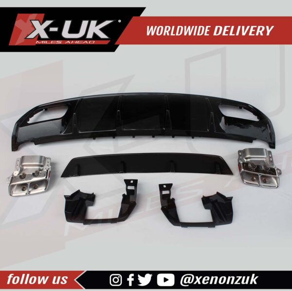 Mercedes W176 A-Class rear diffuser valance AMG style gloss black