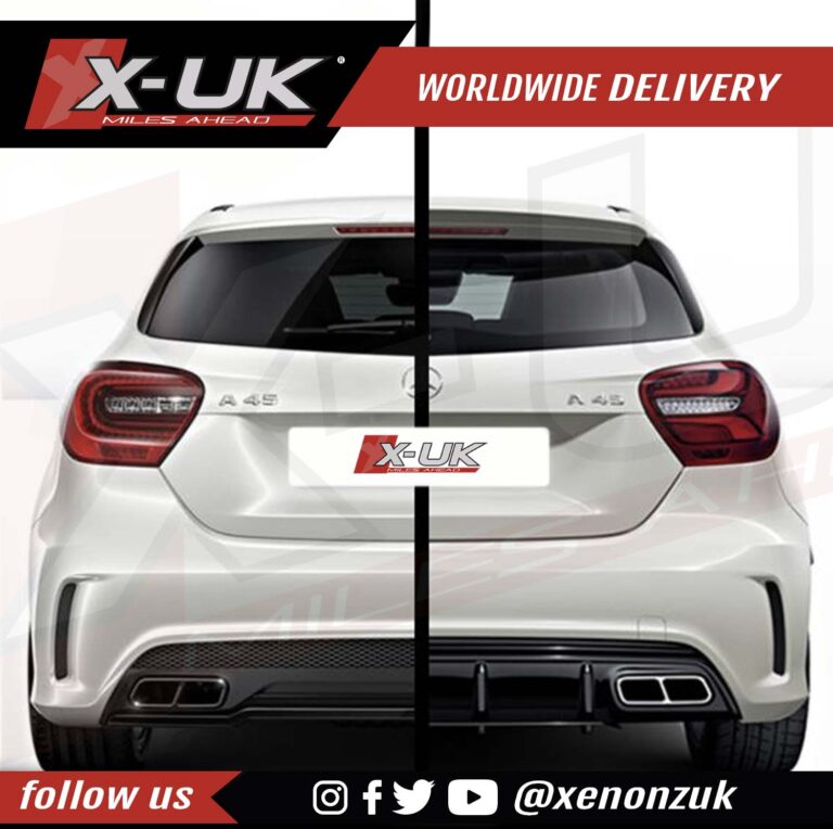 Mercedes A-Class rear diffuser valance AMG style gloss black