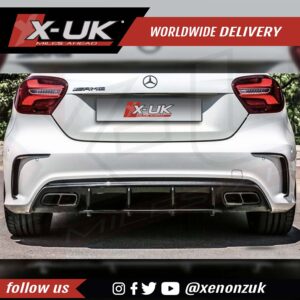 Mercedes W176 A-Class rear diffuser valance AMG style gloss black