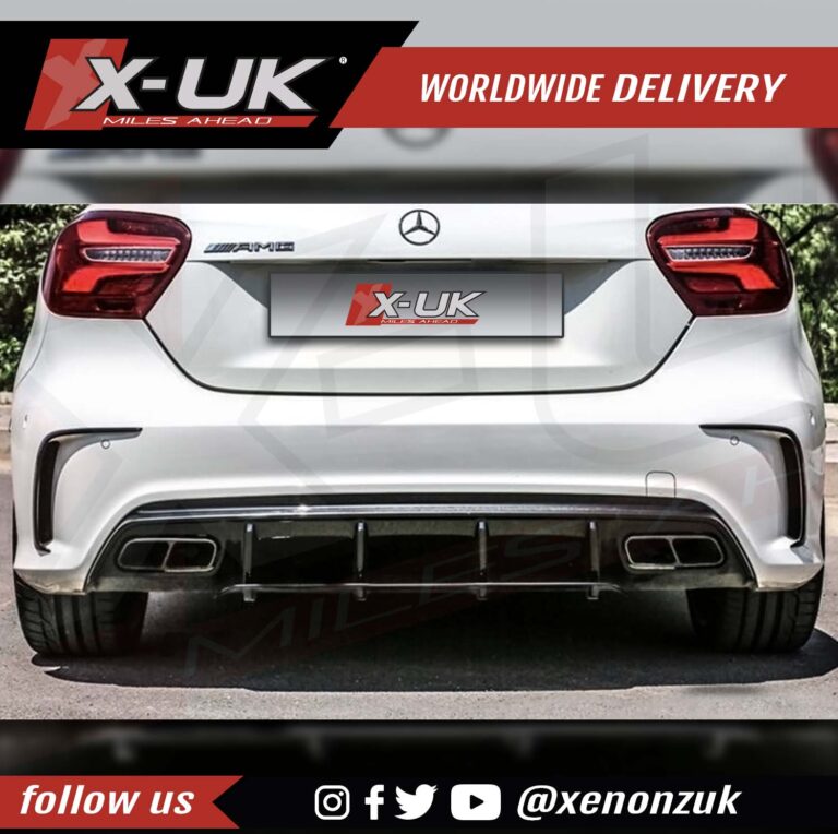Mercedes A-Class rear diffuser valance AMG style gloss black
