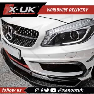 Mercedes A-Class W176 2013-2018 Revozport style carbon fiber front splitter lip