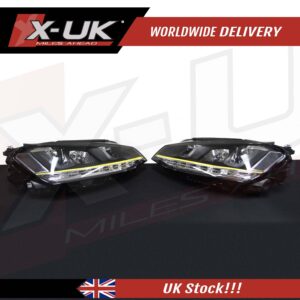 VW Golf 7 3D (RHD) headlights headlamps flowing sequential turning lights yellow stripes