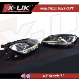 VW Golf 7 3D (RHD) headlights headlamps flowing sequential turning lights yellow stripes