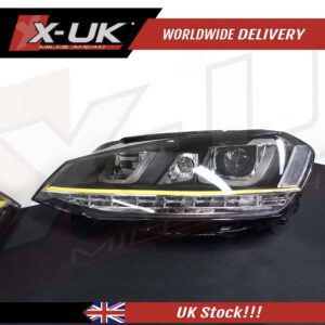 VW Golf 7 3D (RHD) headlights headlamps flowing sequential turning lights yellow stripes