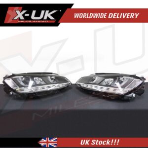 VW Golf 7 3D (LHD) Headlights Headlamps flowing sequential turning lights (Chrome stripes)