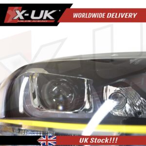 VW Golf 7 3D Headlights Headlamps flowing sequential turning lights Yellow stripes (LHD)