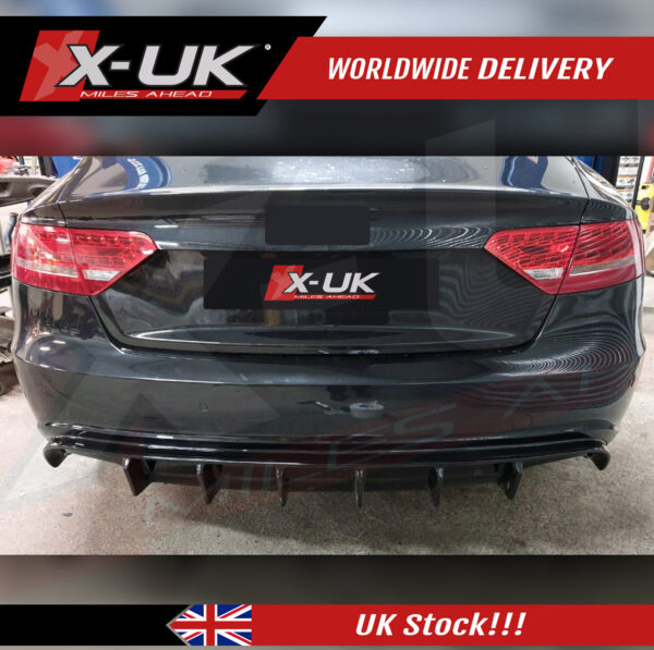 Audi A5 S-line S5 2007-2012 Sportback gloss black rear diffuser valance 1.0