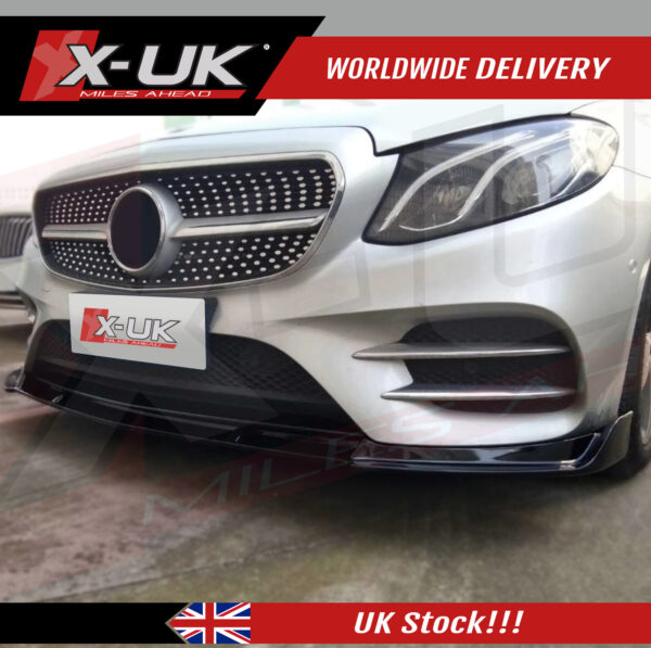 Mercedes E-Class W213 AMG Sport 2016-2017 front splitter lip gloss black