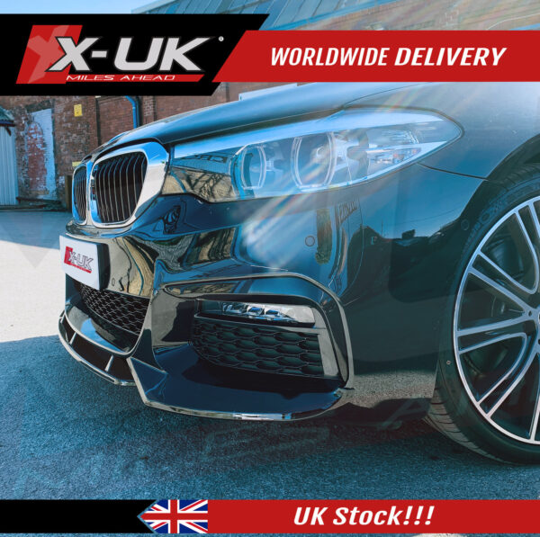 BMW G30 2017-2019 M Sport M5 style competition gloss black front splitter lip