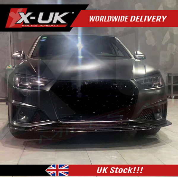 Audi A4 S-line S4 2018-2019 B9 front lip gloss black fits Saloon Avant