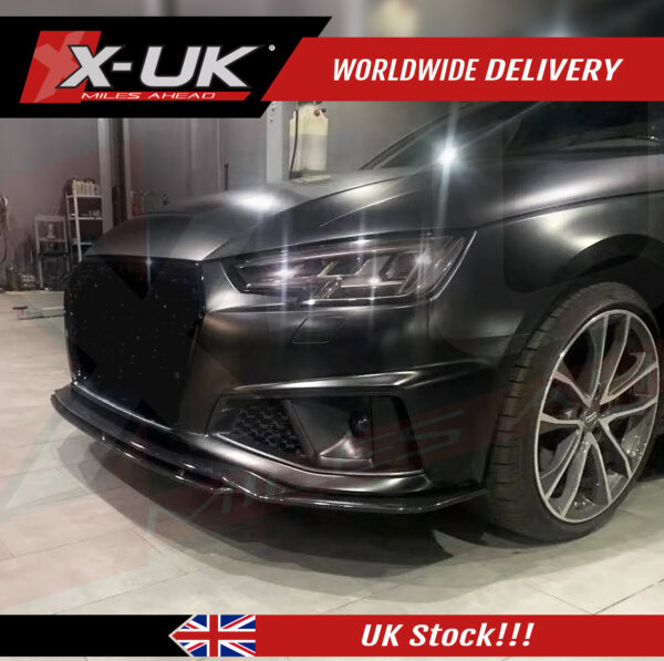 Audi A4 S-line S4 2018-2019 B9 front lip gloss black fits Saloon Avant