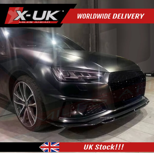 Audi A4 S-line S4 2018-2019 B9 front lip gloss black fits Saloon Avant