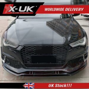 Audi RS6 2011-2018 front lower splitter lip gloss black with canards