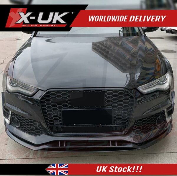 Audi RS6 2011-2018 front lower splitter lip gloss black with canards