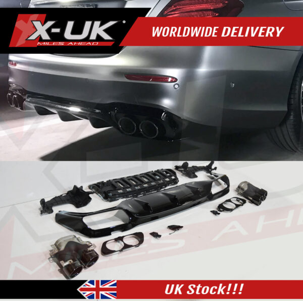 Mercedes E-Class W213 2017-2019 Saloon AMG E53 style rear diffuser black edition