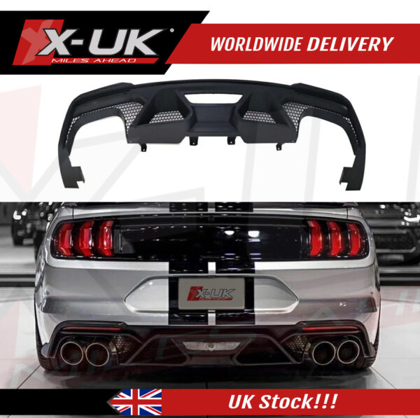 Ford Mustang 2015-2017 GT500 style rear bumper and diffuser with tail pipes