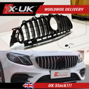 Mercedes E-Class W213 2017-2019 Panamericana GT style front grill gloss black and chrome