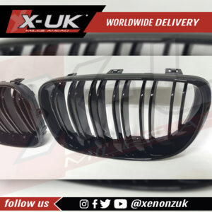 BMW E87 1 Series M5 F10 style double slat front grills gloss black
