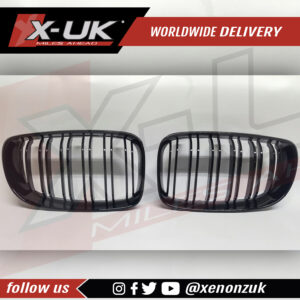 BMW E87 1 Series M5 F10 style double slat front grills gloss black