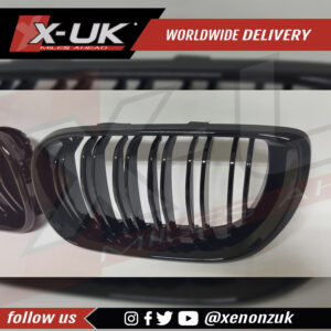 BMW E46 3 series M5 F10 style double slat front grills gloss black