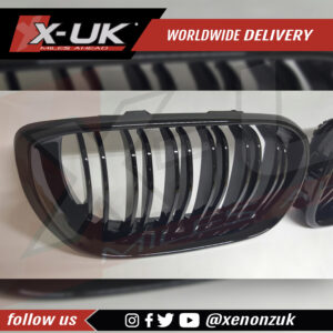 BMW E46 3 series M5 F10 style double slat front grills gloss black