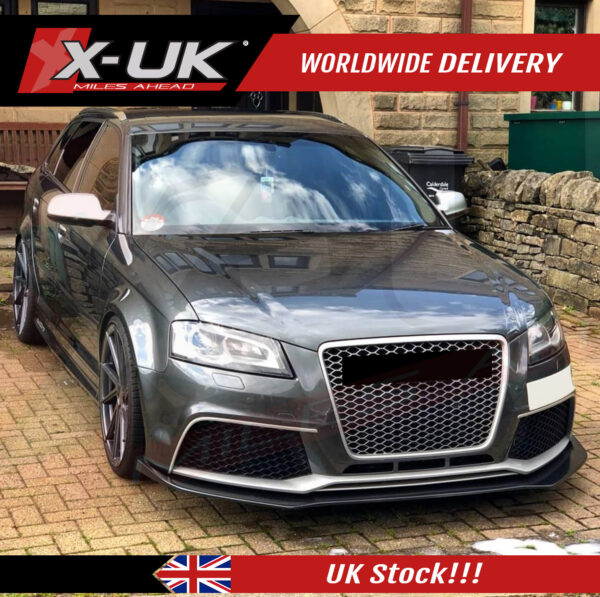 Audi RS3 2009-2012 8P black FRP front splitter lip extension