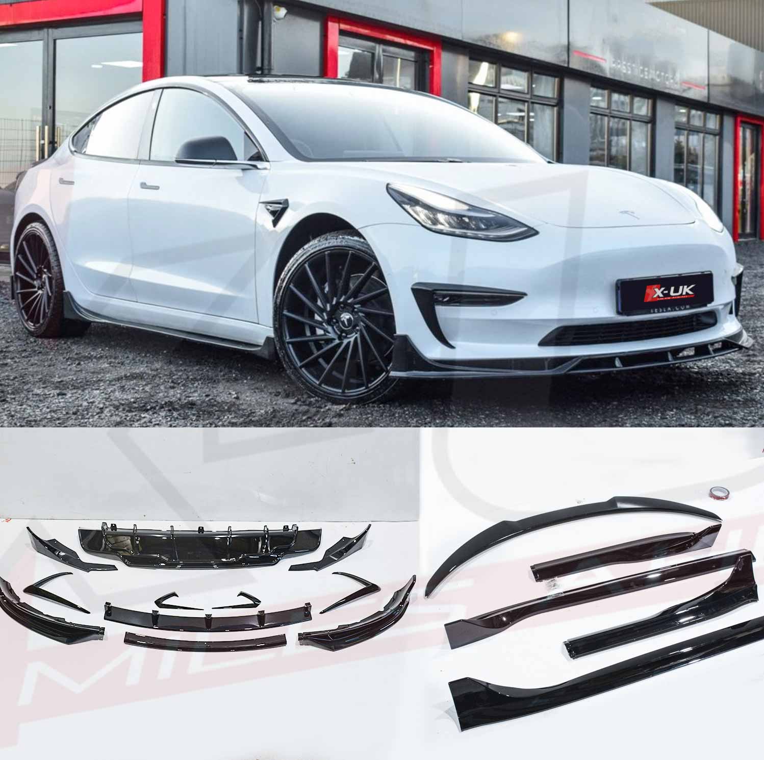 Tesla Body kit Model 3 2017-2021 front splitter skirts diffuser