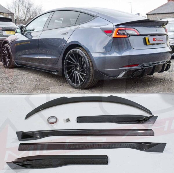 Tesla Model 3 2017-2021 body kit conversion front splitter skirts diffuser spoiler