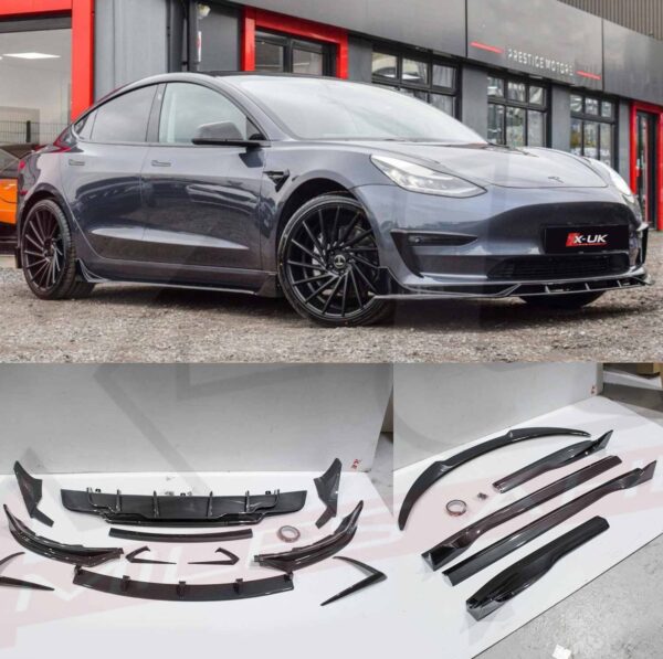 Tesla Model 3 2017-2021 body kit conversion front splitter skirts diffuser spoiler