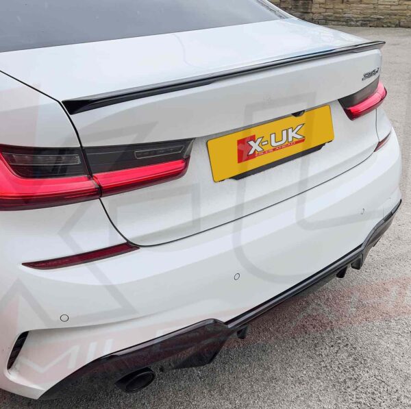 BMW 3 Series G20 M Sport 2019-2020 M Performance style gloss black boot spoiler and diffuser