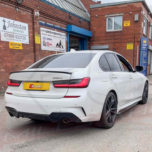 BMW 3 Series G20 M Sport 2019-2020 M Performance style gloss black boot spoiler and diffuser