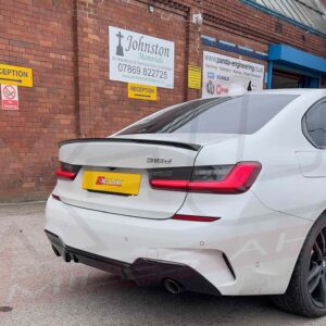 BMW 3 Series G20 M Sport 2019-2020 M Performance style gloss black boot spoiler and diffuser