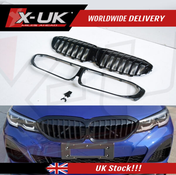 BMW 3 Series G20 G21 2019-2020 M-Performance style gloss black grill set