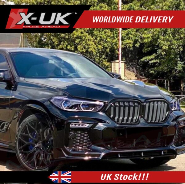 BMW X6 G06 2019-2021 M Sport ABS plastic black knight style body kit splitter skirts diffuser