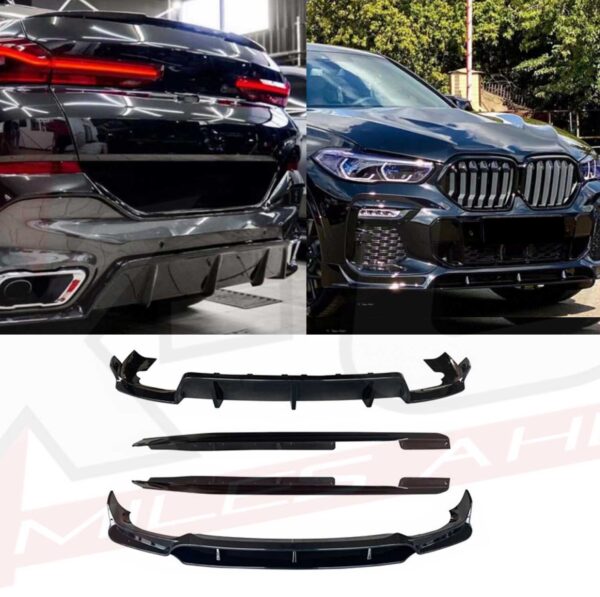 BMW X6 G06 2019-2021 M Sport ABS plastic black knight style body kit splitter skirts diffuser