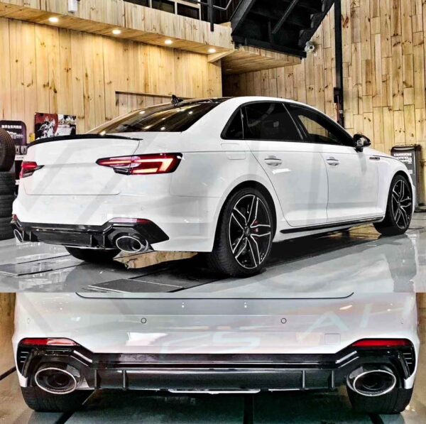 Audi A4 S4 2017-2019 B9 to RS4 style rear bumper body kit conversion