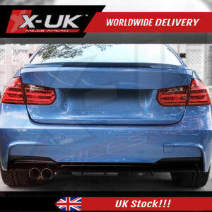 BMW 3 series F30 M-Sport M-tech Bumper rear diffuser single twin exhaust pipes matte black