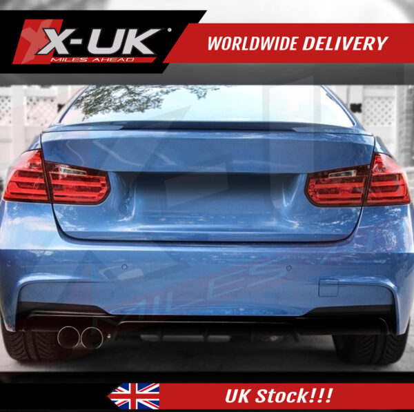 BMW 3 series F30 M-Sport M-tech Bumper rear diffuser single twin exhaust pipes matte black