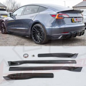 Tesla Model 3 2017-2021 gloss black side skirts diffusers extensions