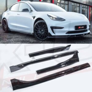 Tesla Model 3 2017-2021 gloss black side skirts diffusers extensions