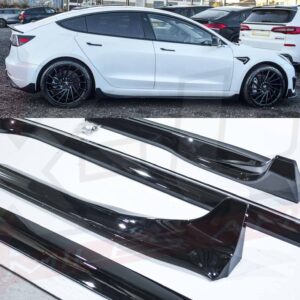 Tesla Model 3 2017-2021 gloss black side skirts diffusers extensions