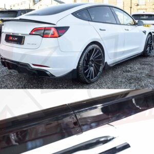 Tesla Model 3 2017-2021 gloss black side skirts diffusers extensions